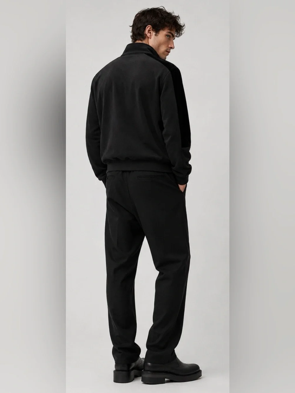 Helmut Lang Full Zip Track Jacket Stand Collar Black Minimal Modern size large